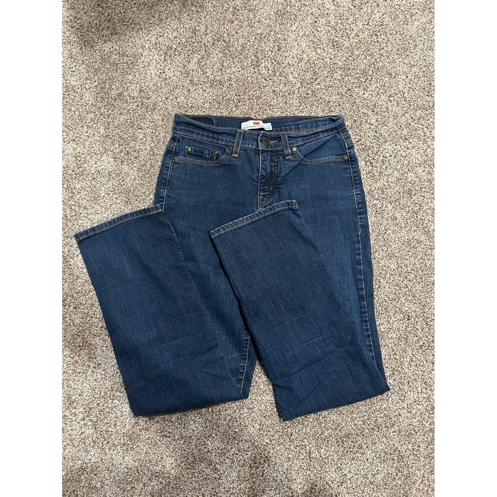 Levis 512 Perfectly Slimming Straight Leg Jeans Dark Wash Blue Denim Woman 6 S/C